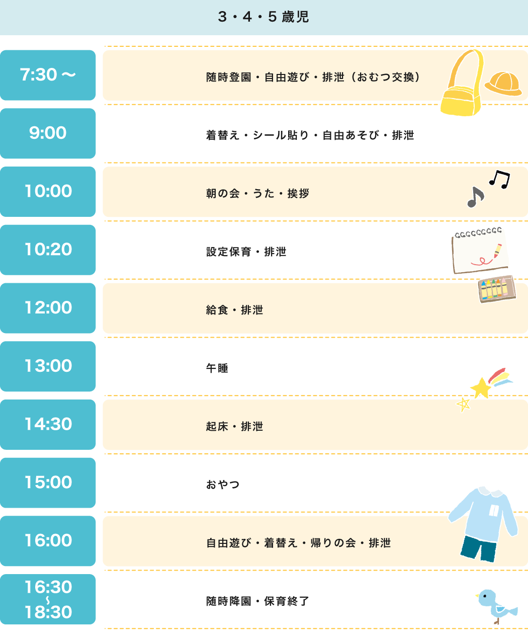 園での一日 3·4·5歳児クラス